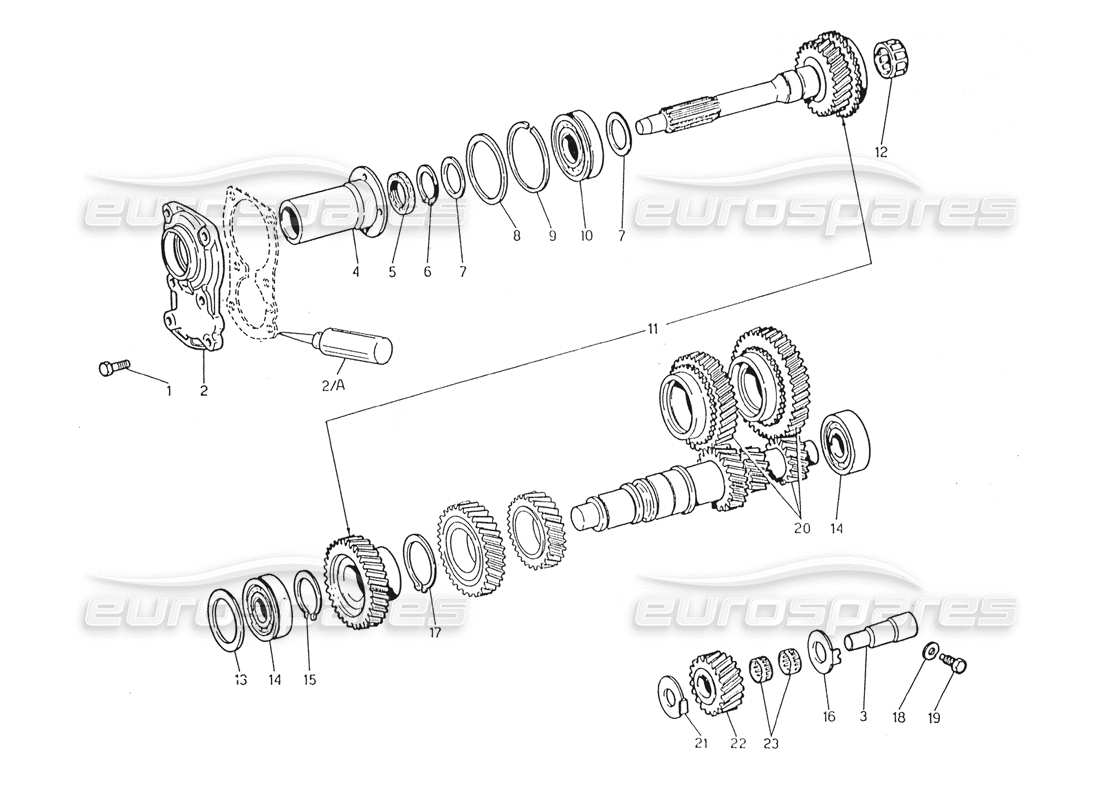 maserati karif 2.8 transmission - layshaft and directs-drive part diagram