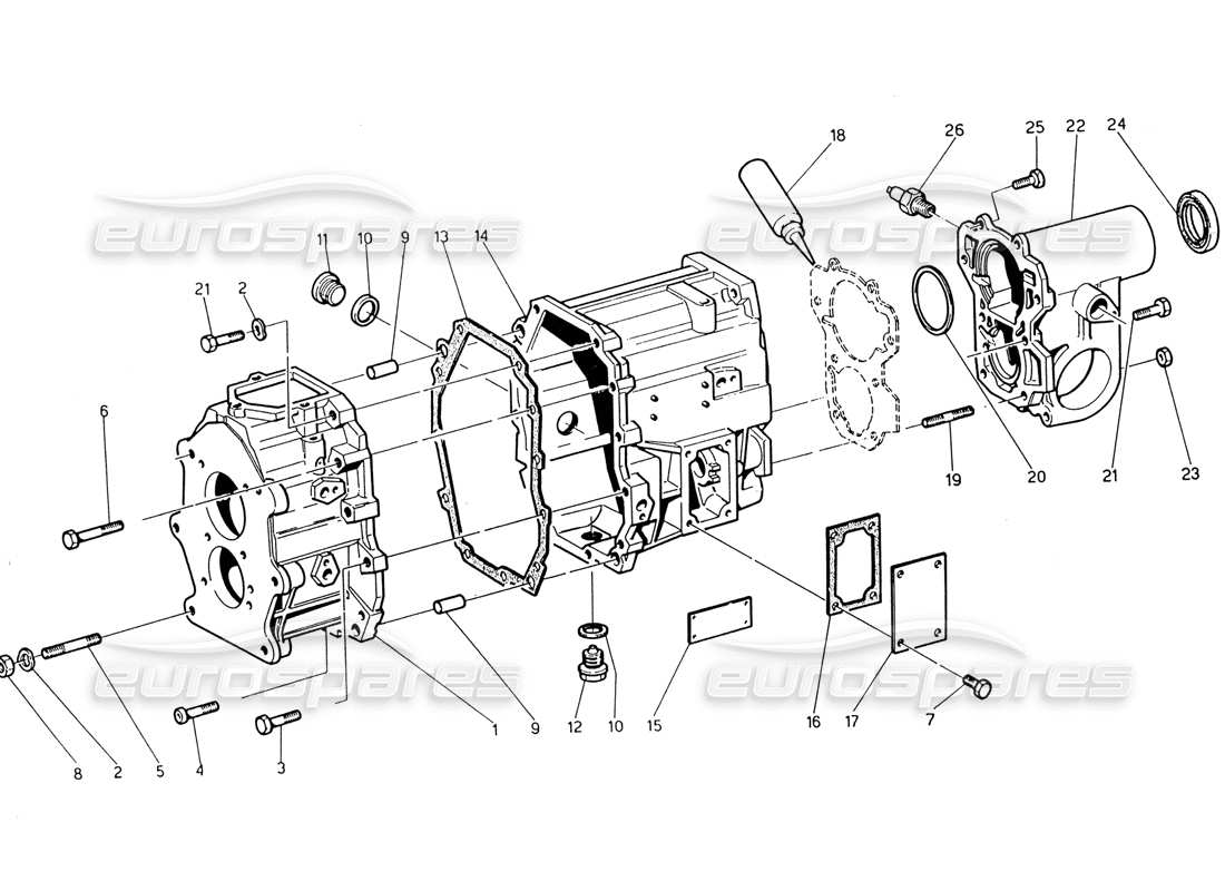 maserati 222 / 222e biturbo transmission box part diagram