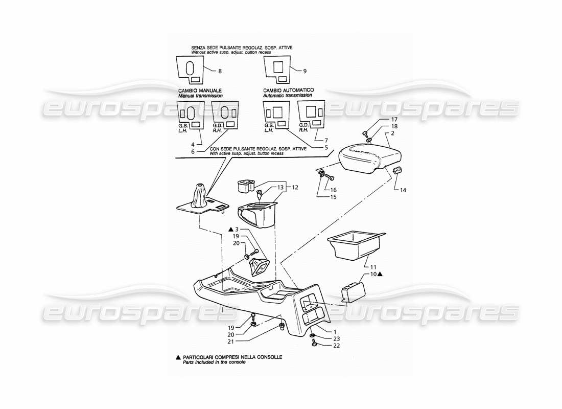 maserati qtp. 3.2 v8 (1999) console part diagram