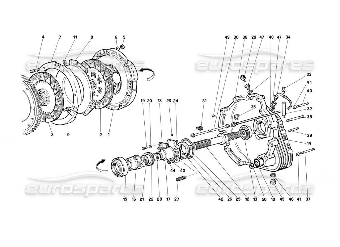 ferrari testarossa (1987) clutch and controls part diagram