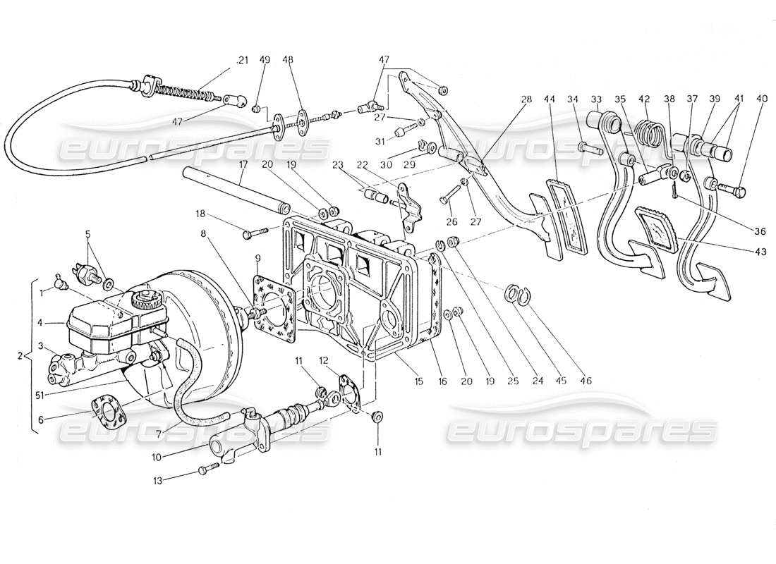 maserati karif 2.8 pedal assy - brake booster clutch pump (lh steering cars) part diagram