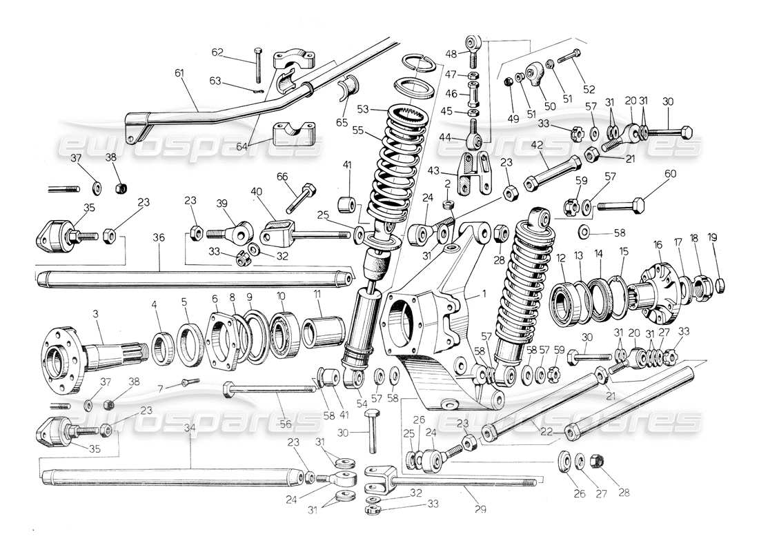 lamborghini countach 5000 s (1984) rear suspension part diagram