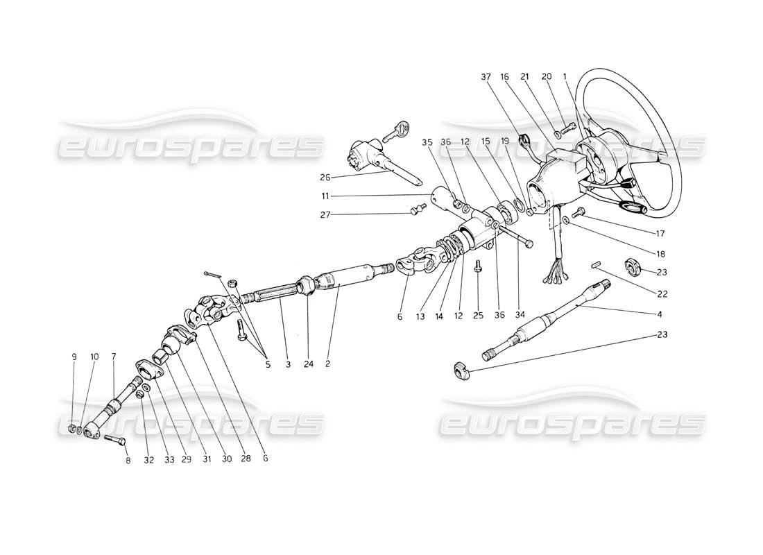 ferrari 208 gt4 dino (1975) steering column part diagram