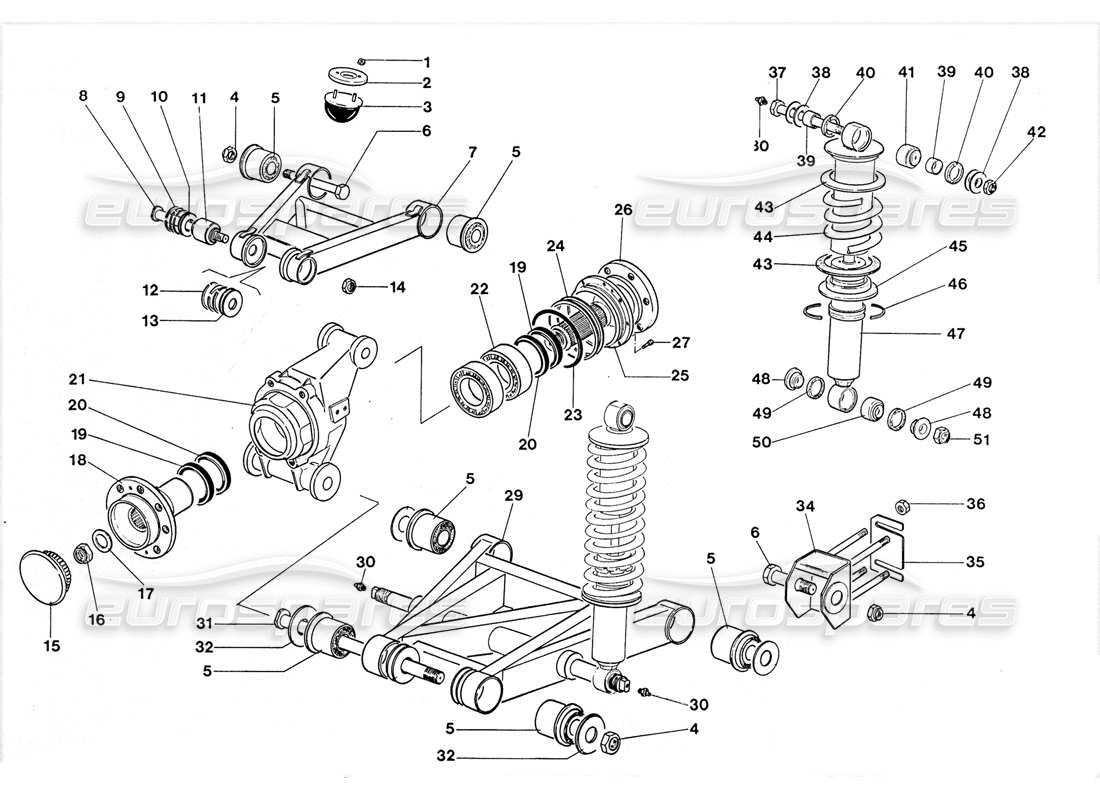 lamborghini lm002 (1988) rear suspension part diagram