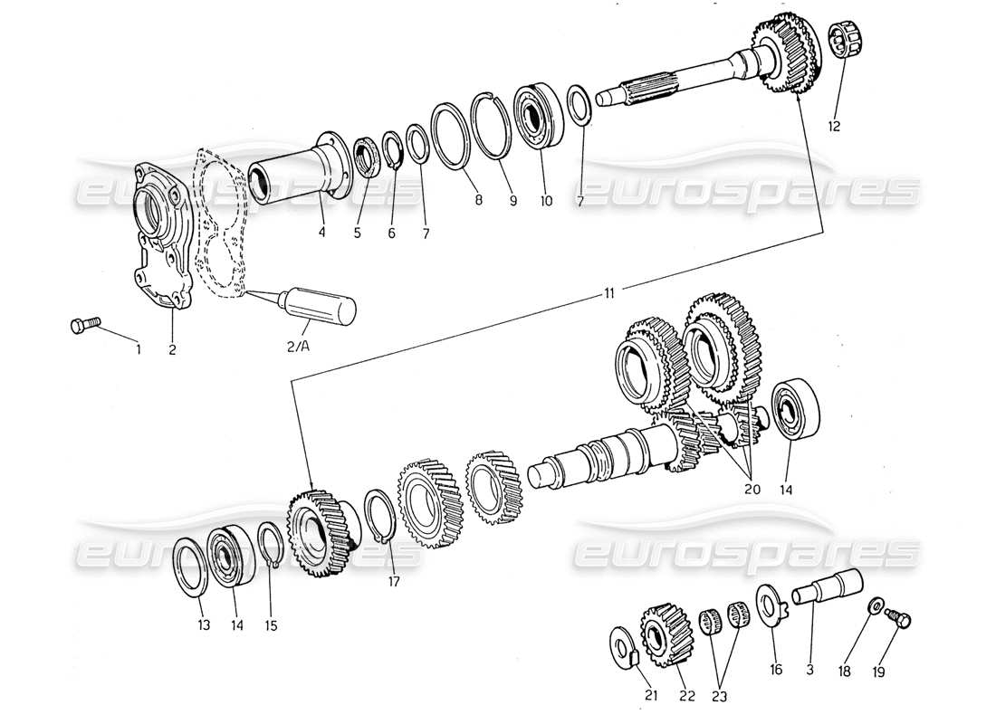 maserati 2.24v transmission - layshaft and directs-drive part diagram