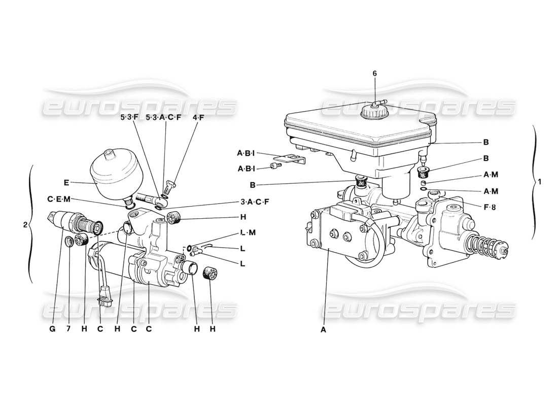 ferrari 328 (1988) hydraulic system for antiskid part diagram