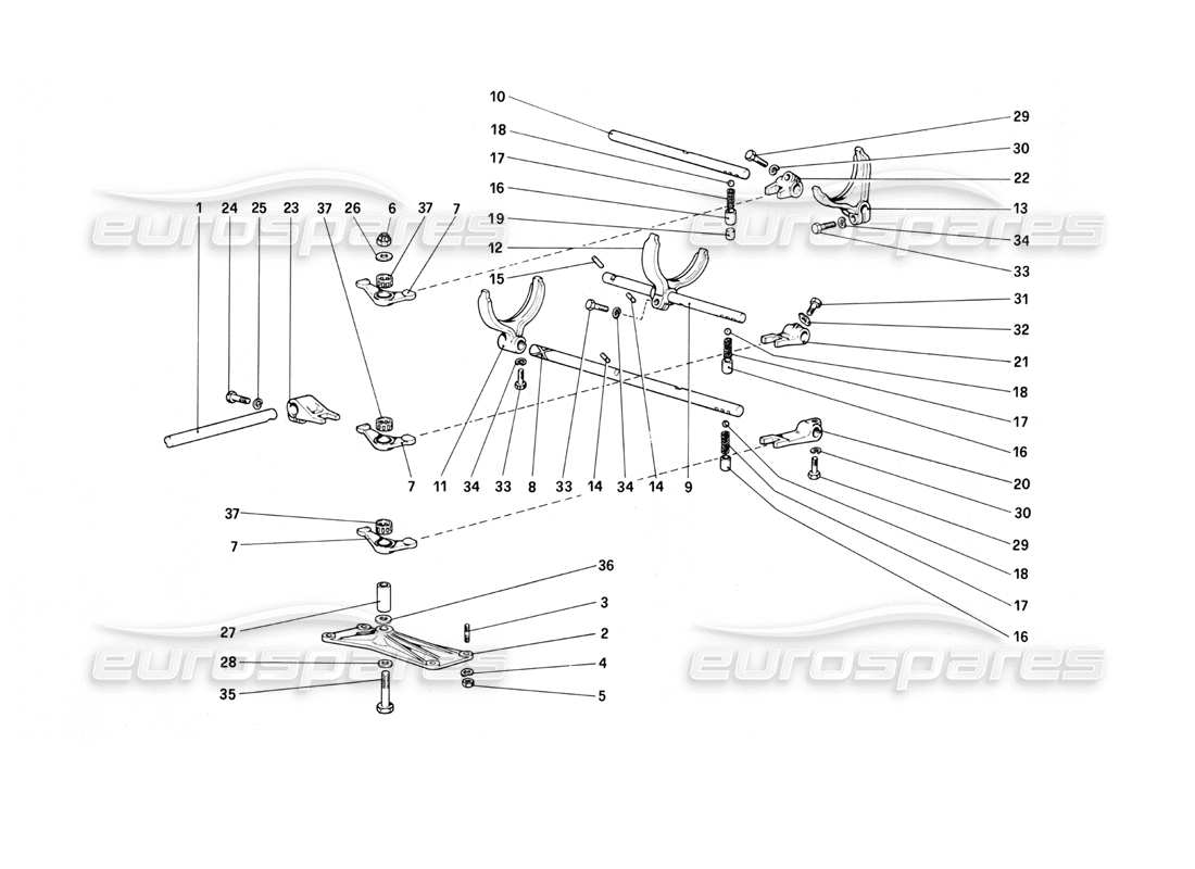 ferrari mondial 3.0 qv (1984) inside gearbox controls part diagram