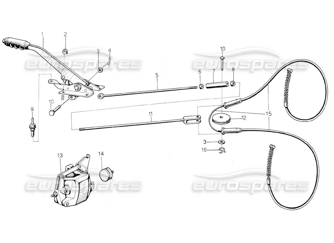 lamborghini countach 5000 qv (1985) handbrake part diagram