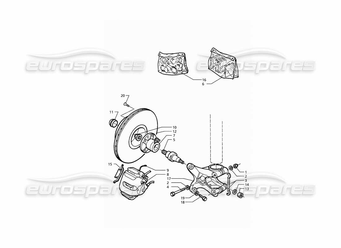 maserati qtp. 3.2 v8 (1999) hubs and front brakes with a.b.s. part diagram