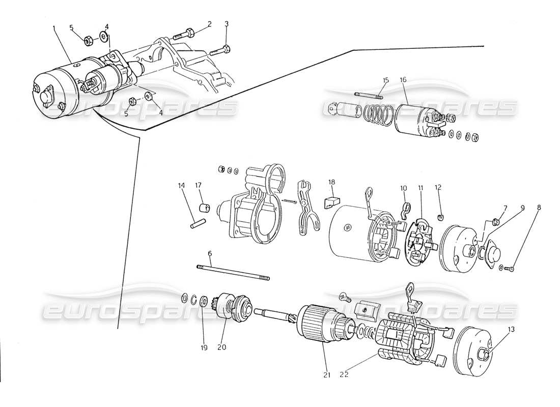 maserati karif 2.8 marelli starter motor part diagram