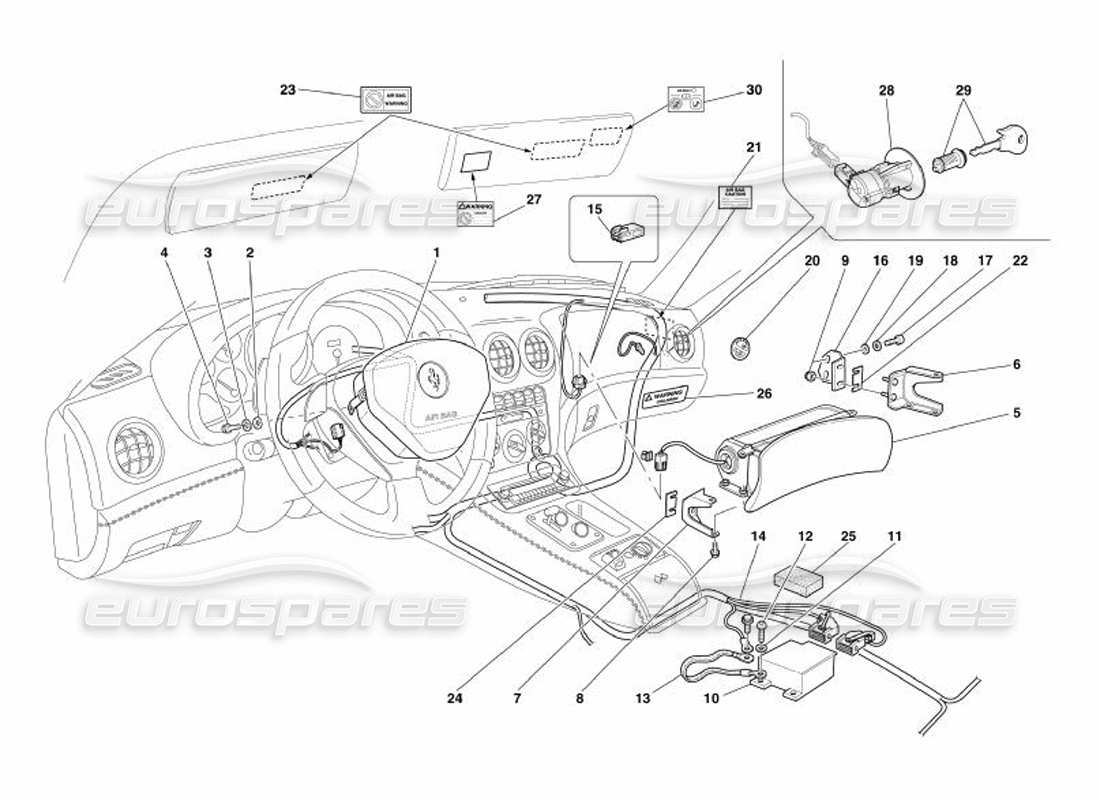 ferrari 575 superamerica air-bags part diagram