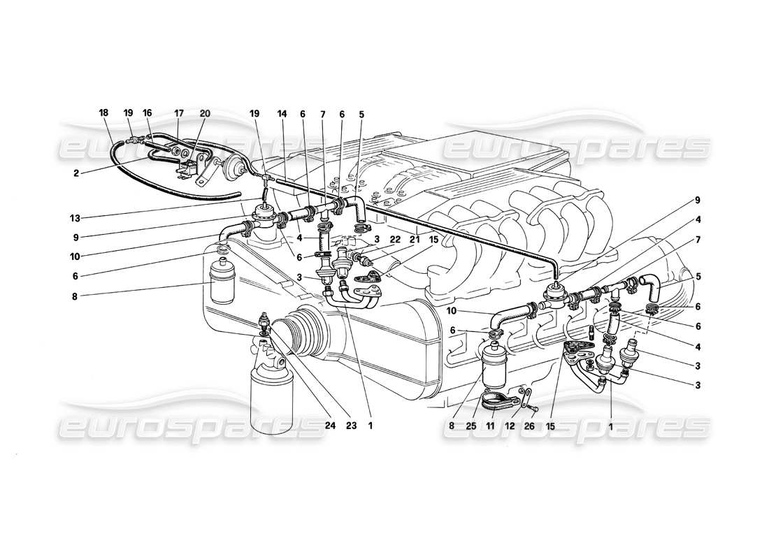 ferrari testarossa (1987) air injection and lines (for ch and sa) part diagram