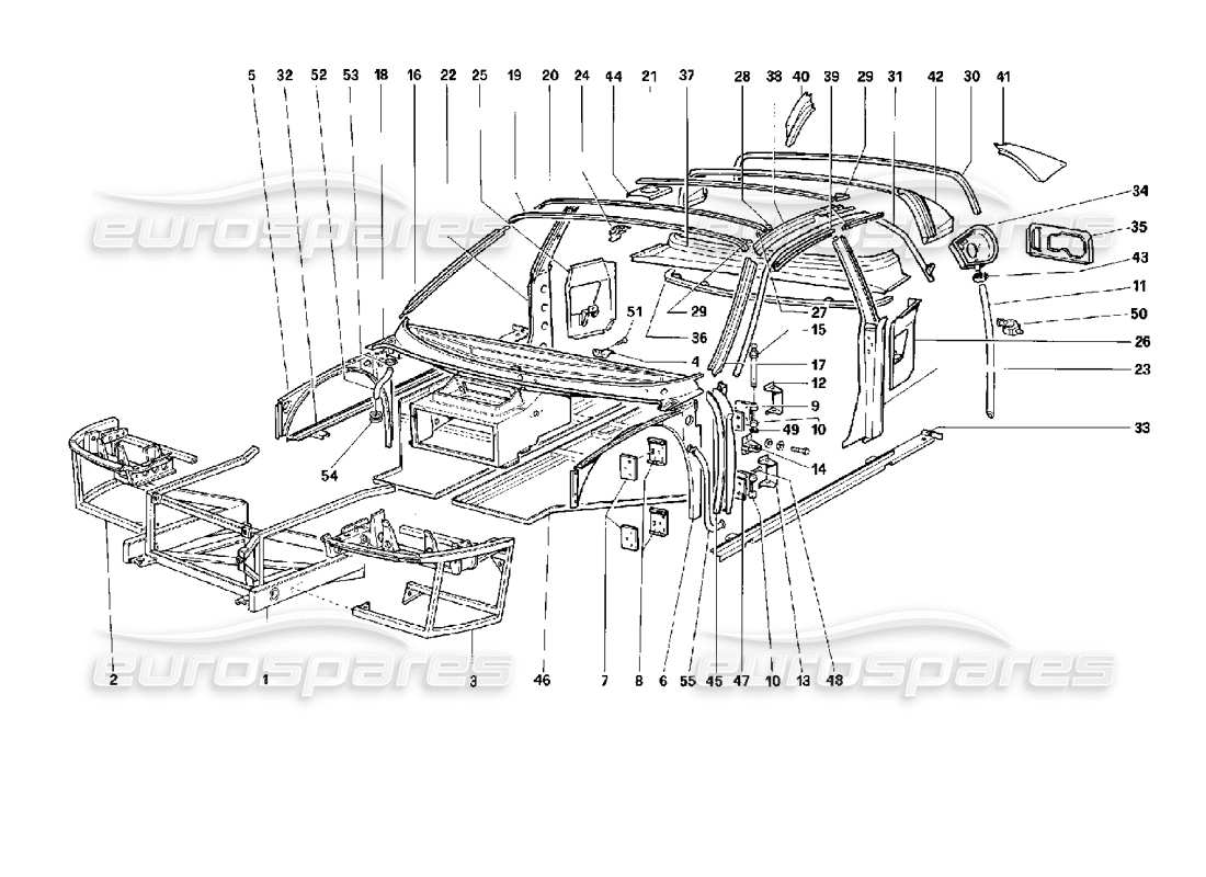 ferrari 512 tr body - internal components part diagram