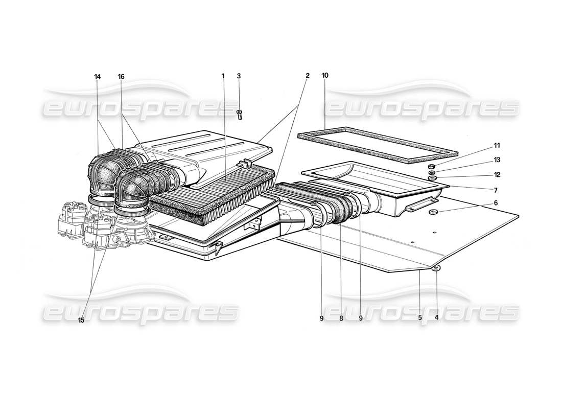 ferrari testarossa (1987) air intake part diagram