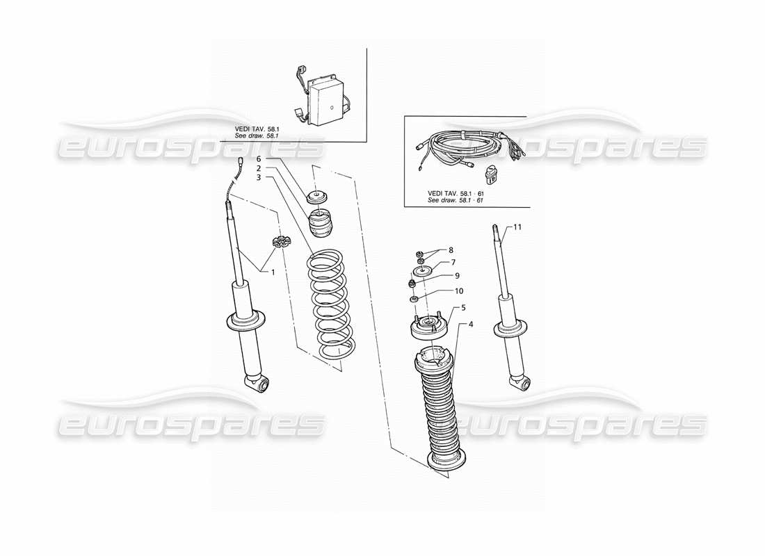 maserati qtp v6 (1996) rear shock absorber parts diagram