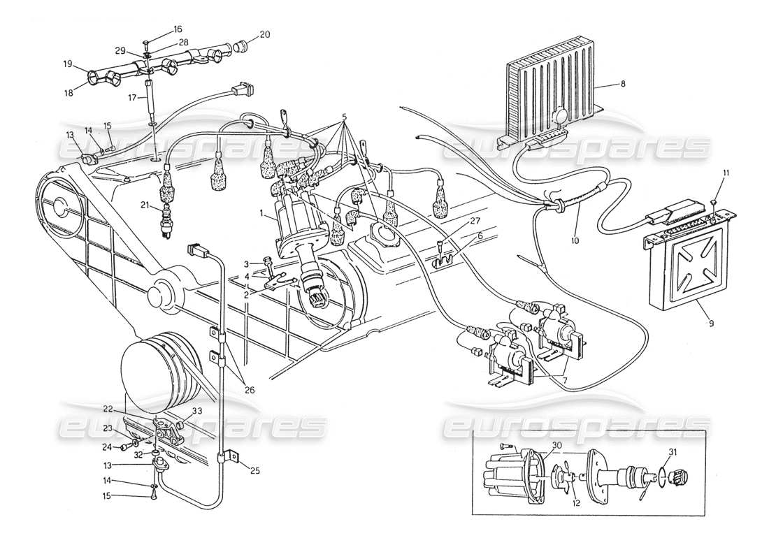 maserati karif 2.8 ignition system - distributor part diagram