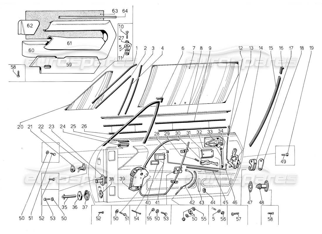 lamborghini jalpa 3.5 (1984) doors part diagram