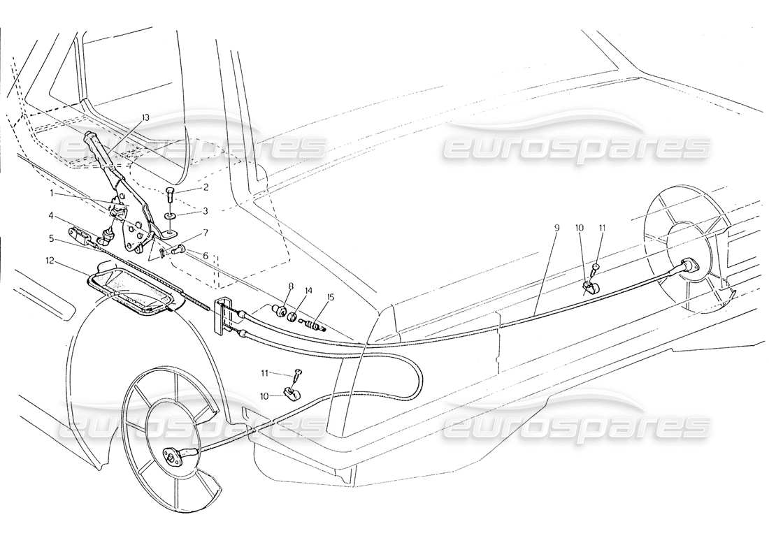 maserati karif 2.8 hand brake control part diagram