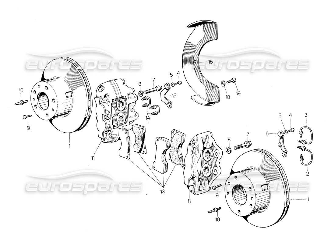 lamborghini countach lp400 front and rear brakes part diagram