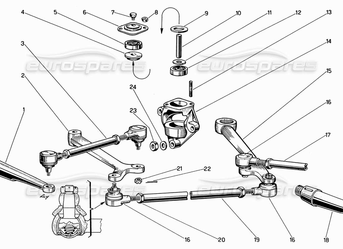 ferrari 330 gt 2+2 steering linkage part diagram