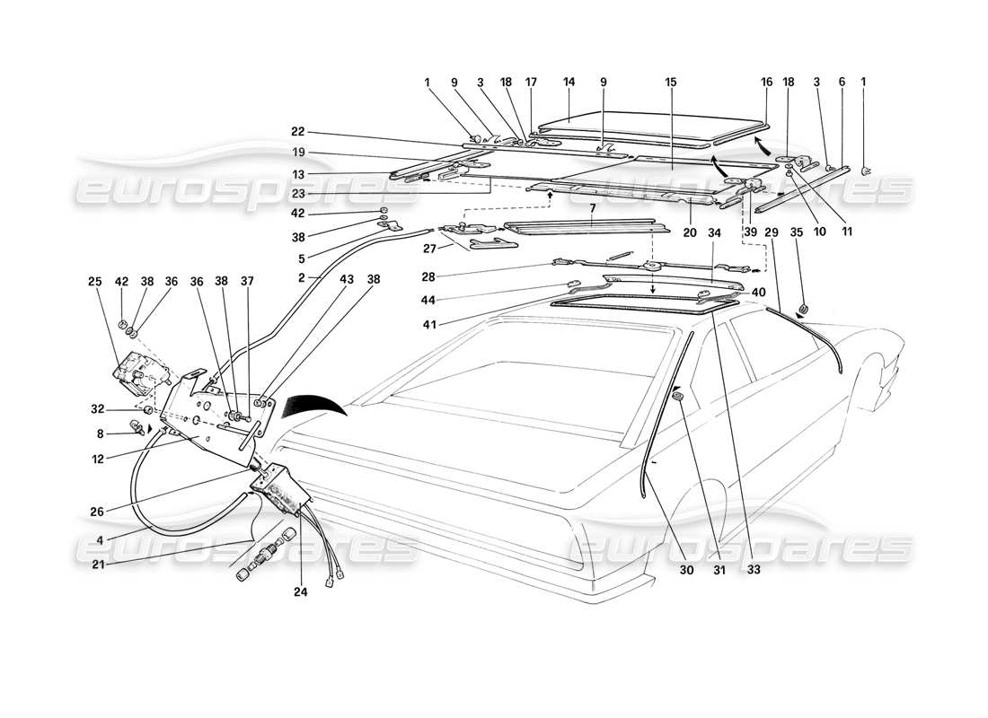 ferrari mondial 3.2 qv (1987) sun roof - 3.2 mondial coupe part diagram