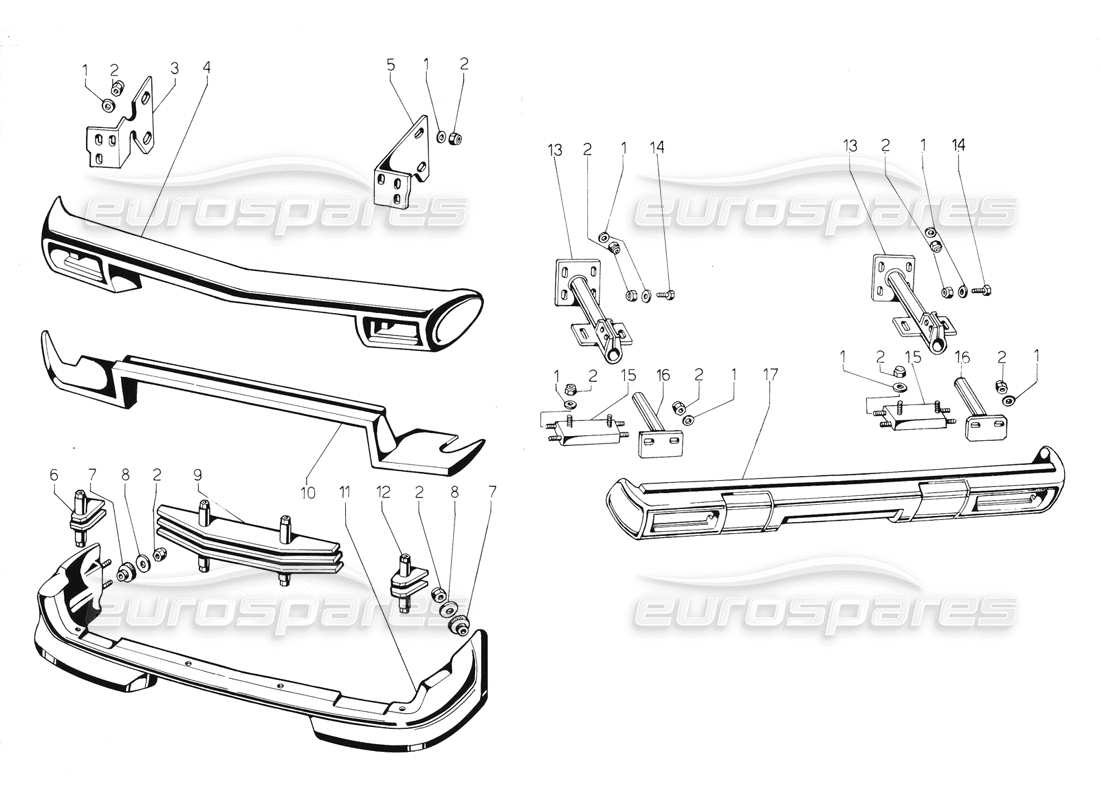 lamborghini jalpa 3.5 (1984) bumpers and spoiler (ch) (valid for switzerland only september 1984) part diagram