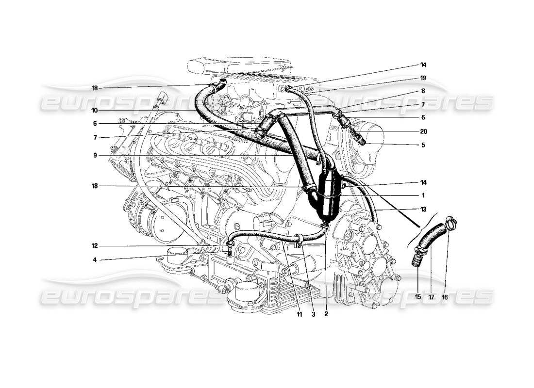 ferrari mondial 3.0 qv (1984) blow - by system part diagram