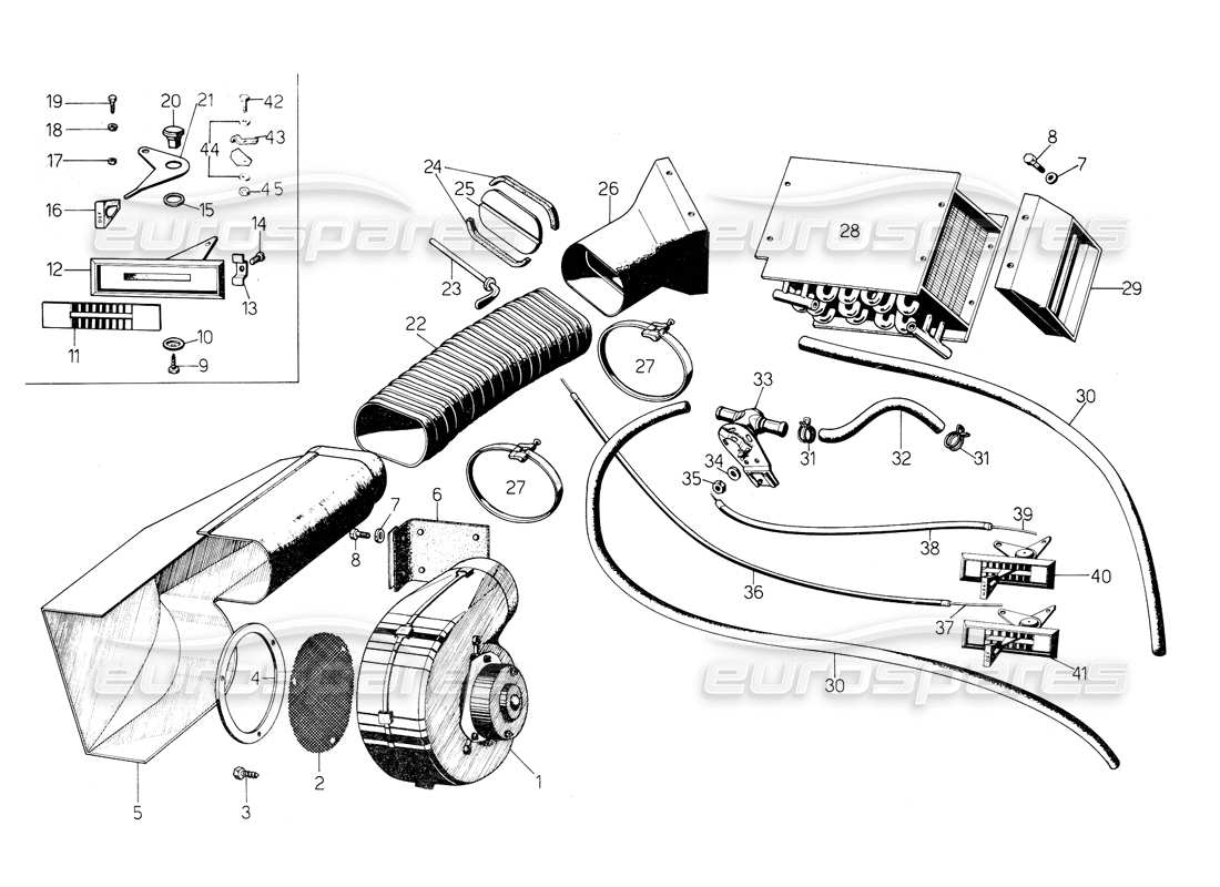 lamborghini countach 5000 qv (1985) heater part diagram