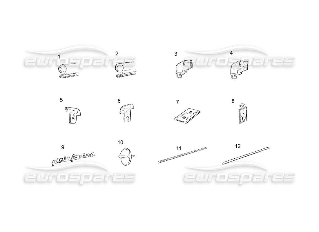 ferrari 250 gt (coachwork) badges and fittings part diagram