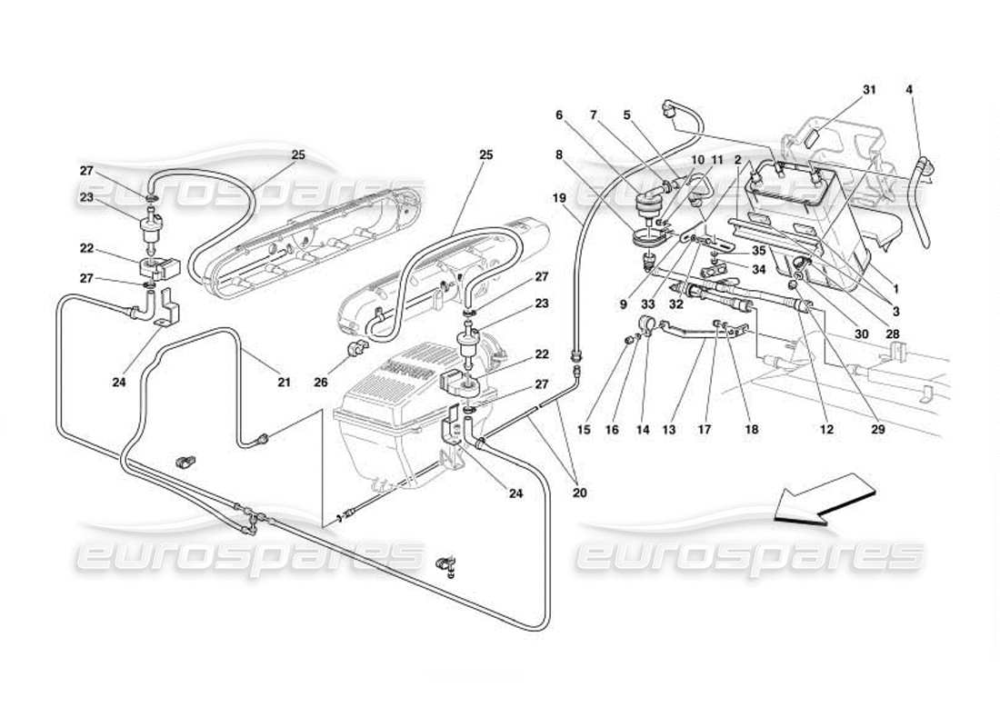 ferrari 550 barchetta antievaporation device -valid for usa and cdn- part diagram