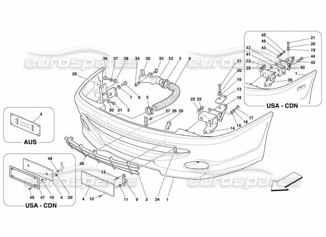 ferrari 550 barchetta front bumper part diagram