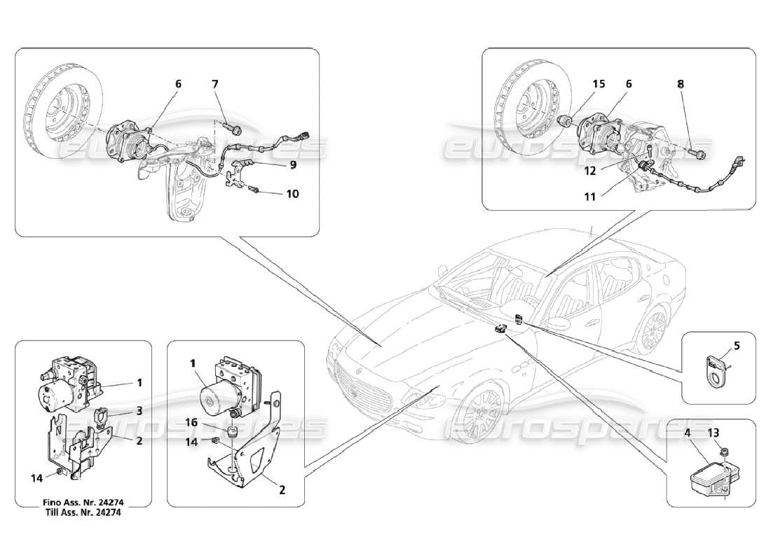 maserati qtp. (2006) 4.2 braking control systems part diagram