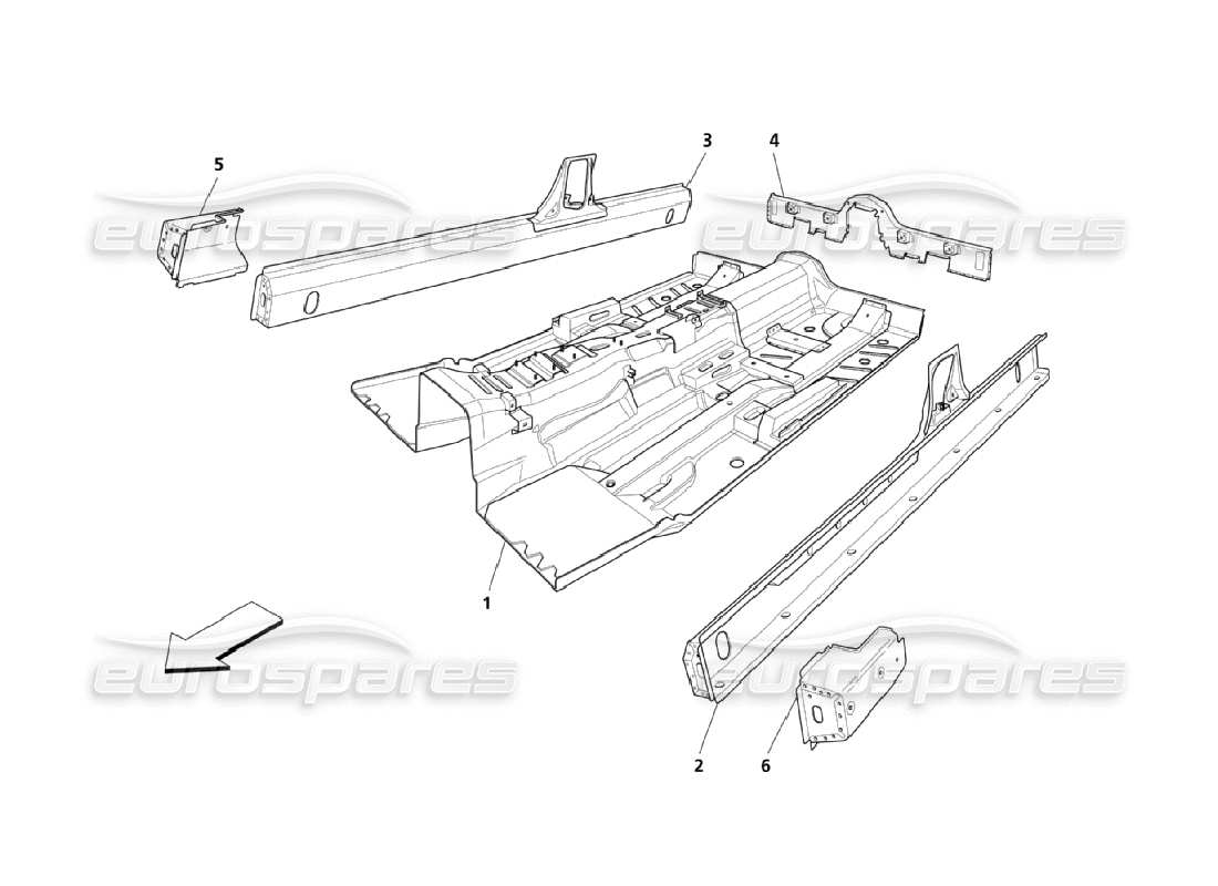 maserati qtp. (2006) 4.2 central structural parts part diagram