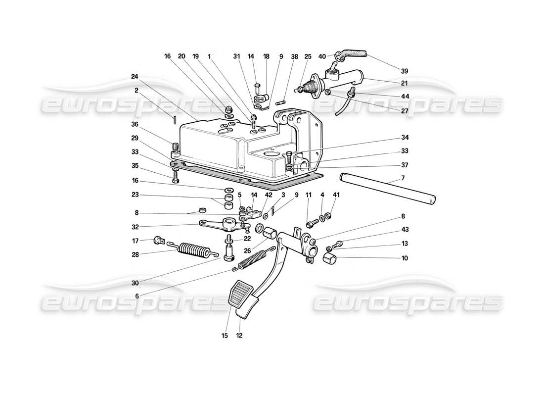 ferrari testarossa (1990) clutch release control part diagram