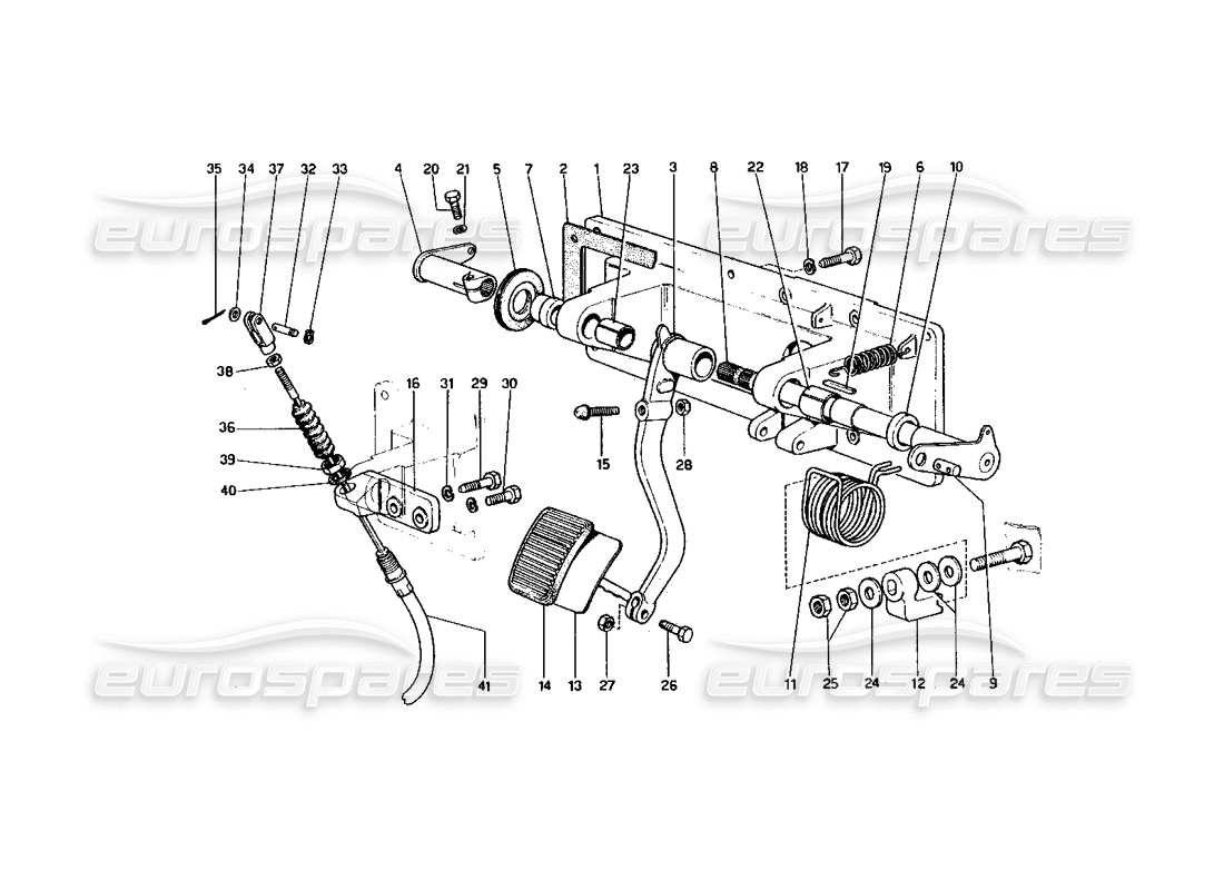 ferrari 400 gt (mechanical) clutch release control (400 gt - variants for rhd version) part diagram