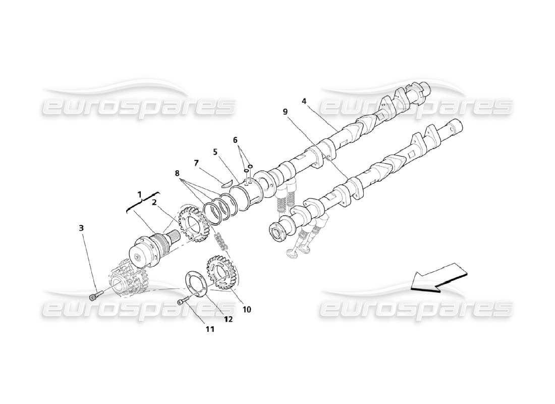 maserati qtp. (2006) 4.2 camshafts for lh cylinder head part diagram