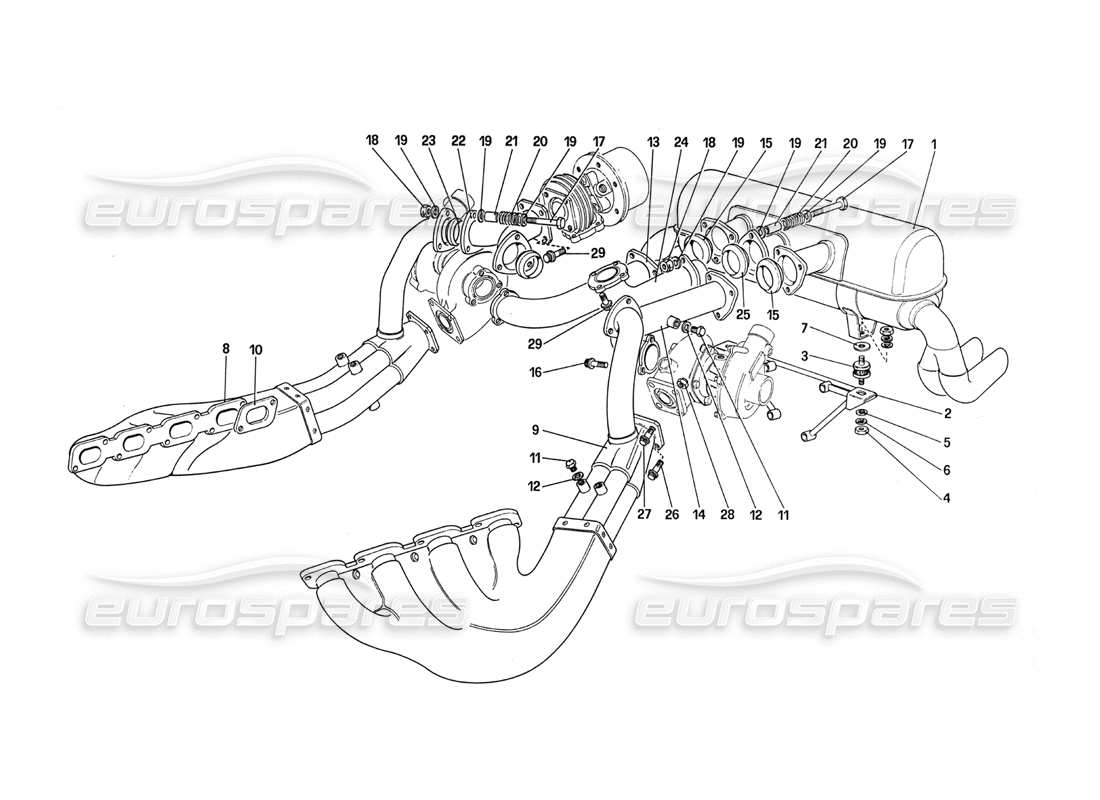 ferrari 288 gto exhaust system part diagram