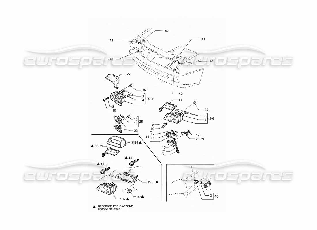 maserati ghibli 2.8 (abs) front lights part diagram