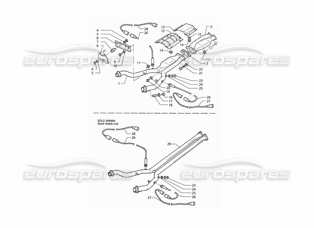 maserati qtp v6 (1996) front exhaust system parts diagram