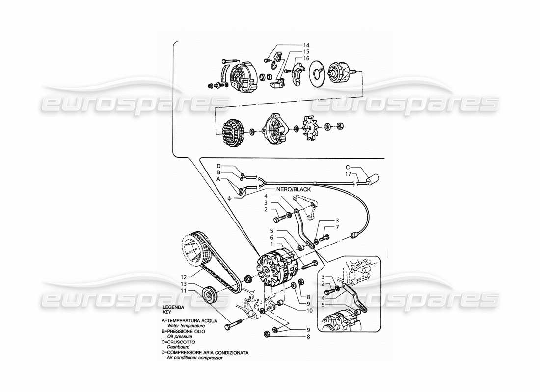 maserati qtp. 3.2 v8 (1999) delco alternator part diagram