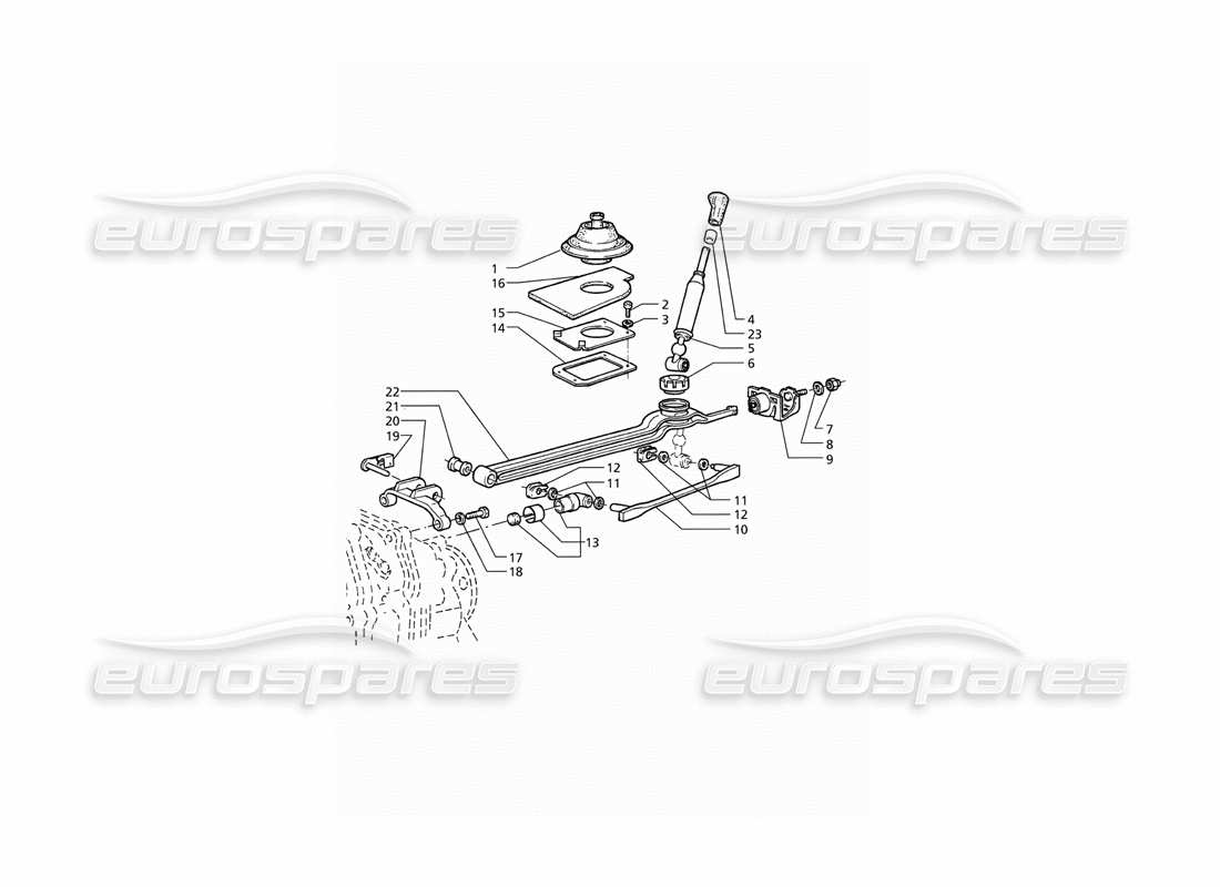 maserati qtp v8 (1998) getrag transmission - 6 speed: outside controls part diagram