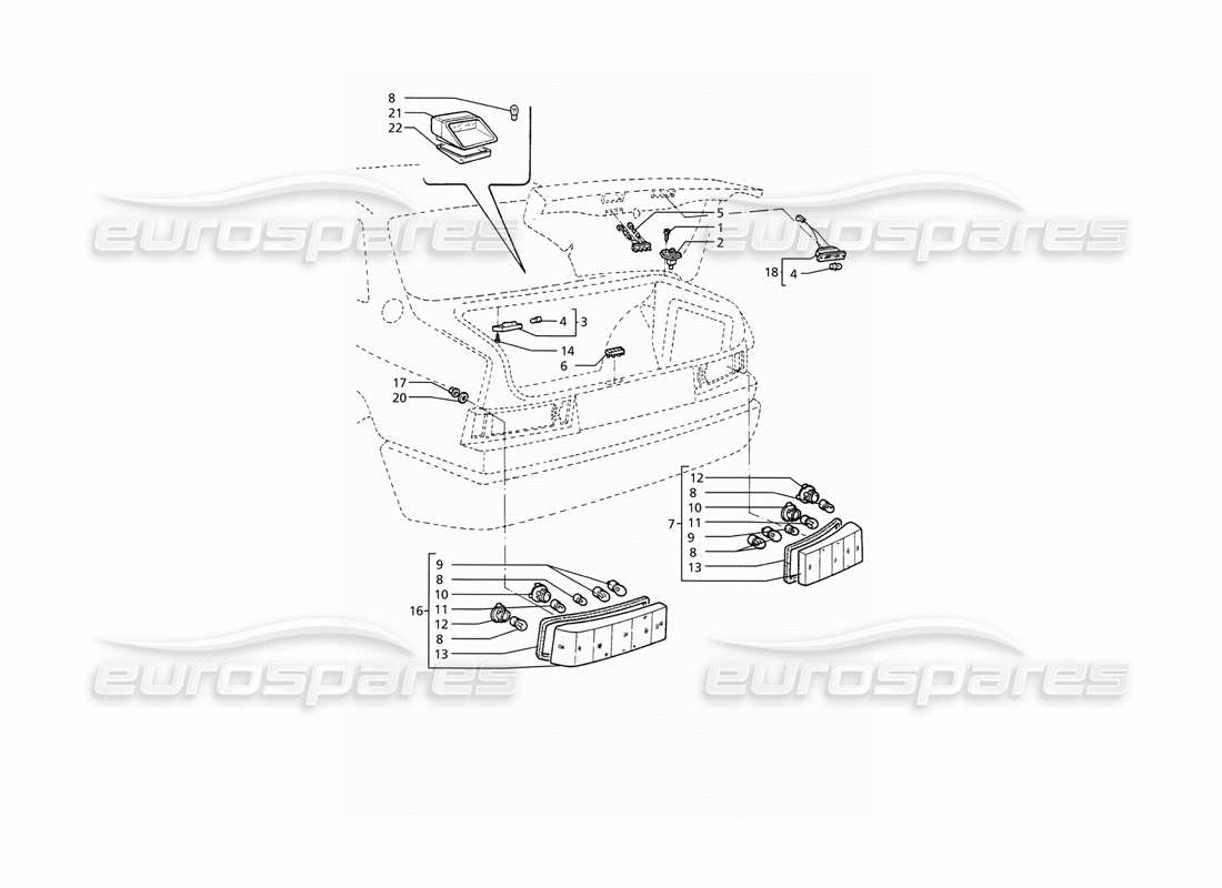 maserati ghibli 2.8 (abs) rear lights part diagram