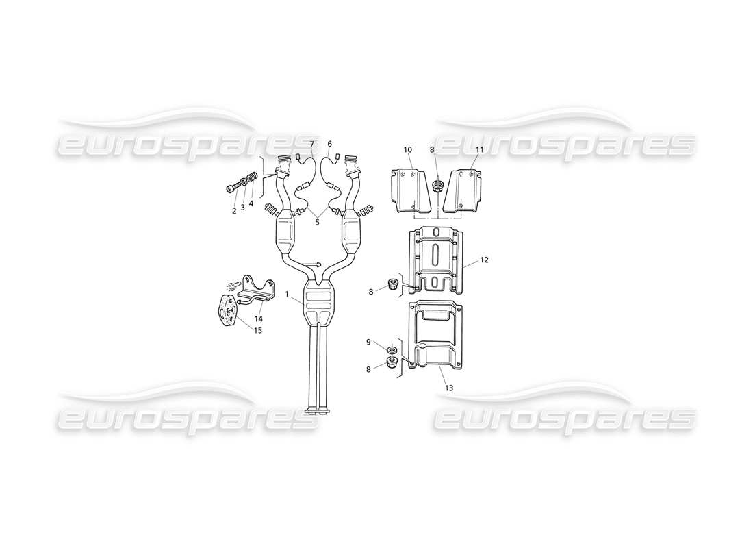 maserati qtp v8 evoluzione front exhaust system part diagram