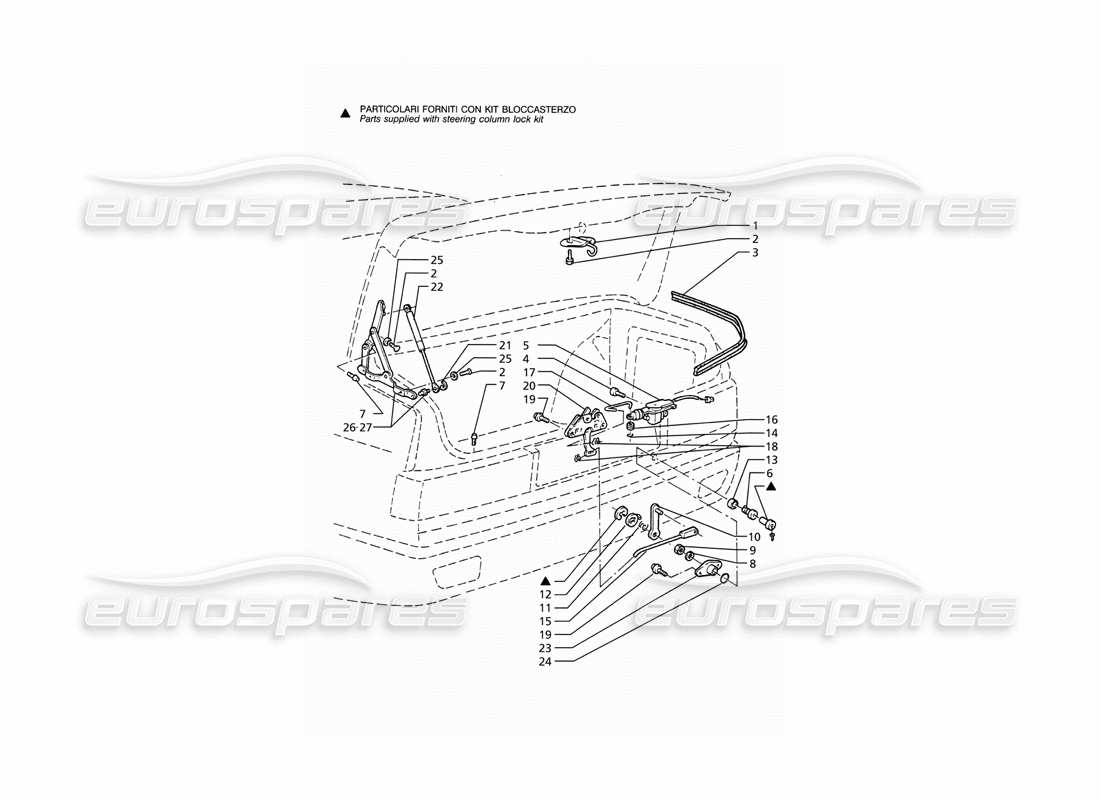 maserati ghibli 2.8 (abs) boot lid: hinges, boot lid release part diagram