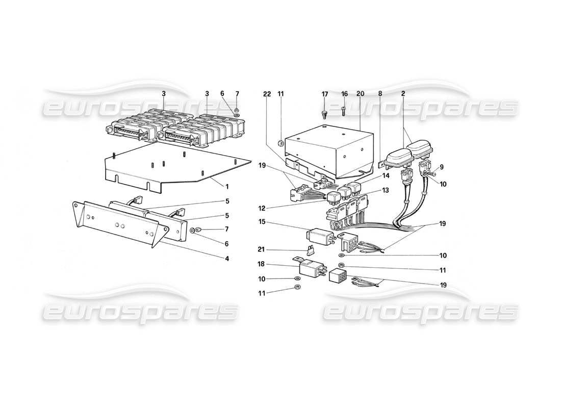 ferrari testarossa (1990) electric controls for ke - jetronic and exhaust part diagram