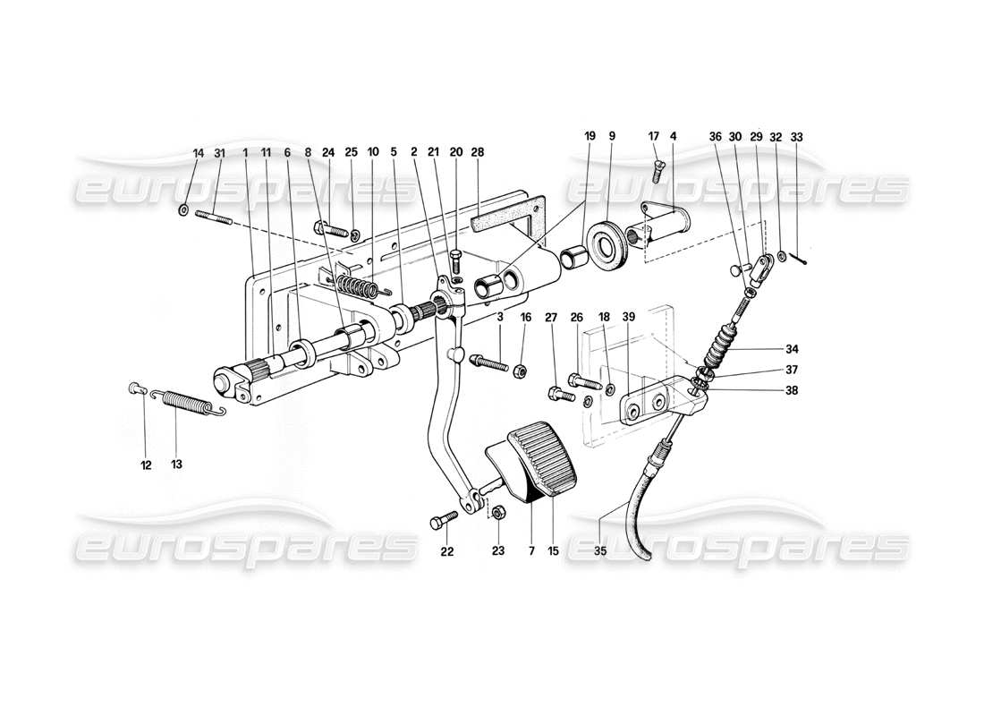 ferrari 400i (1983 mechanical) clutch release control (400 gt - valid for lhd versions) part diagram