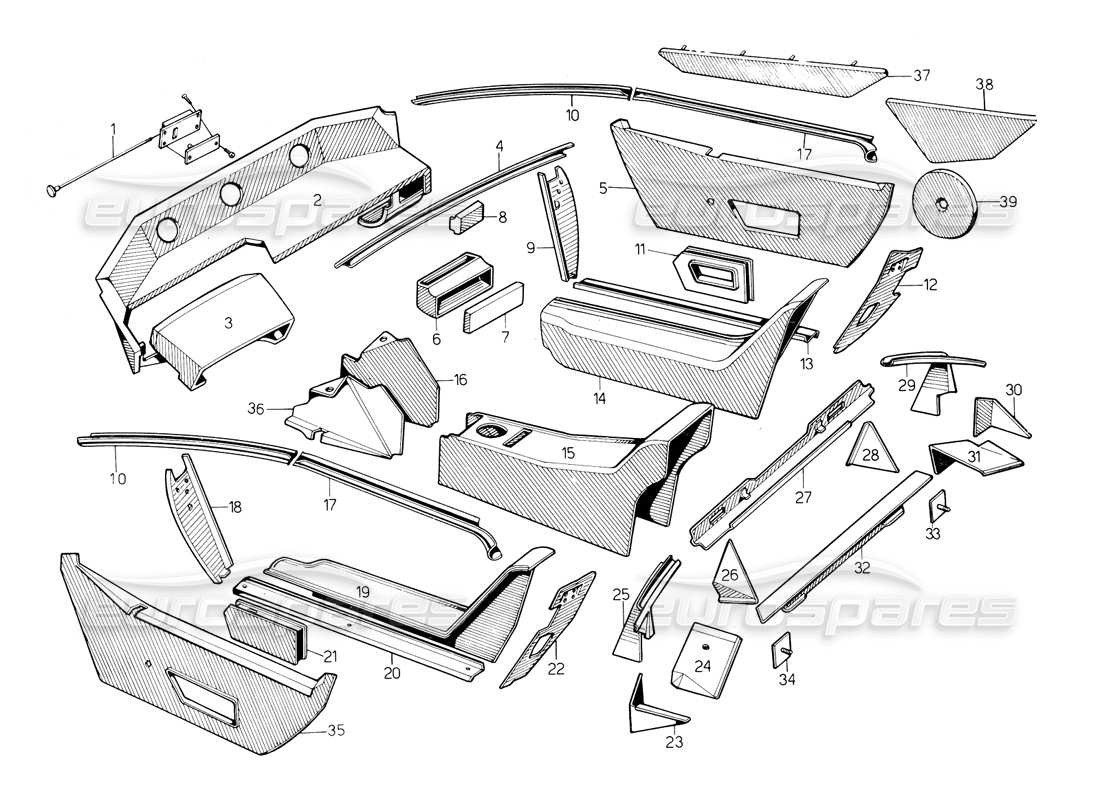 lamborghini countach 5000 s (1984) inner coverings part diagram