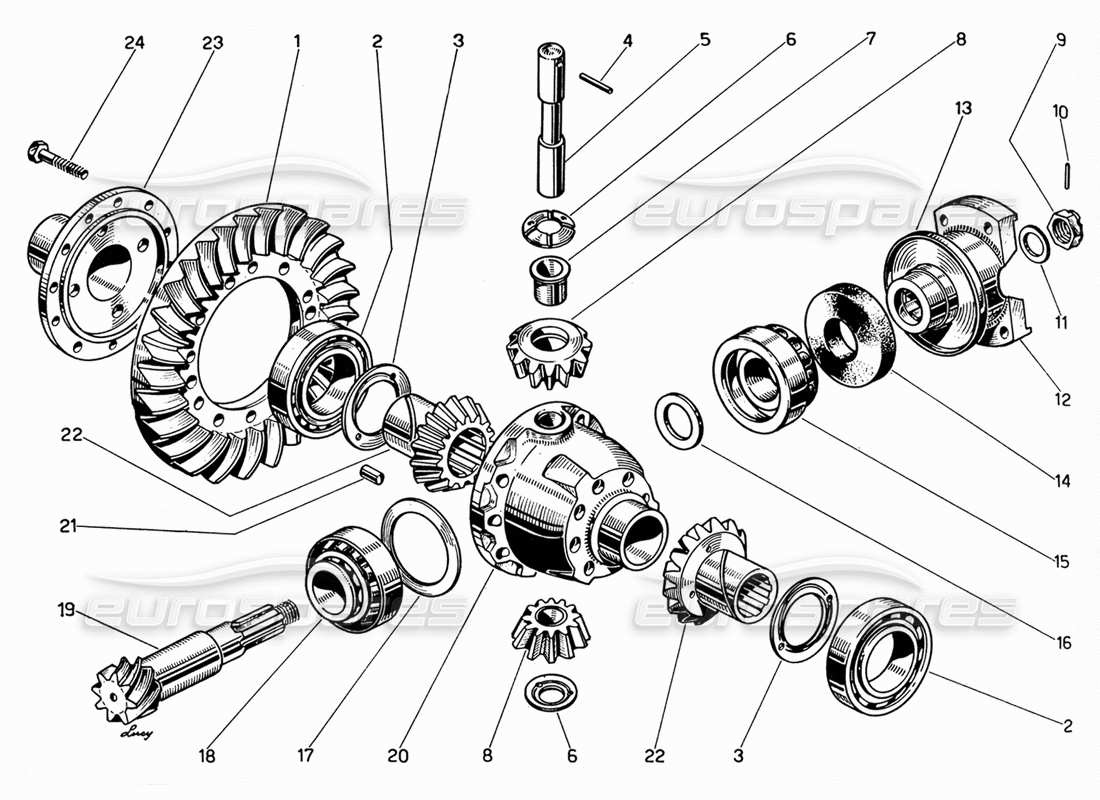 ferrari 330 gt 2+2 differential case part diagram