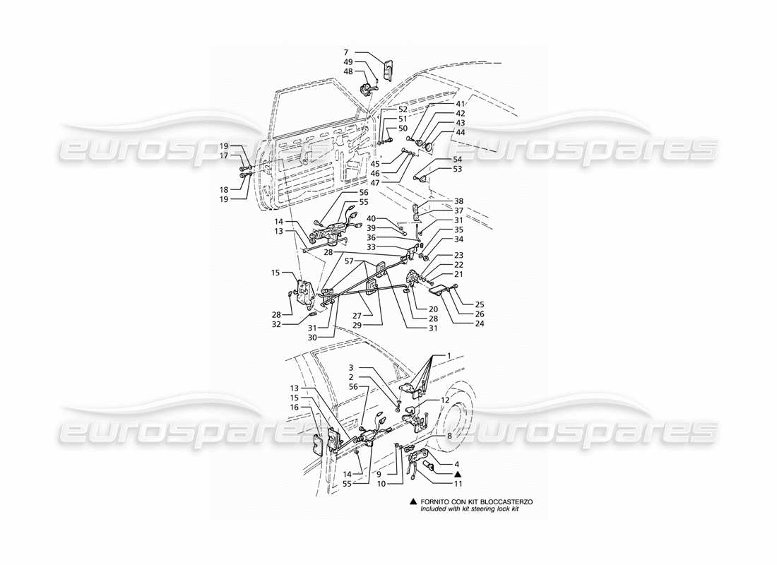 maserati ghibli 2.8 (abs) doors: hinges and inner controls part diagram