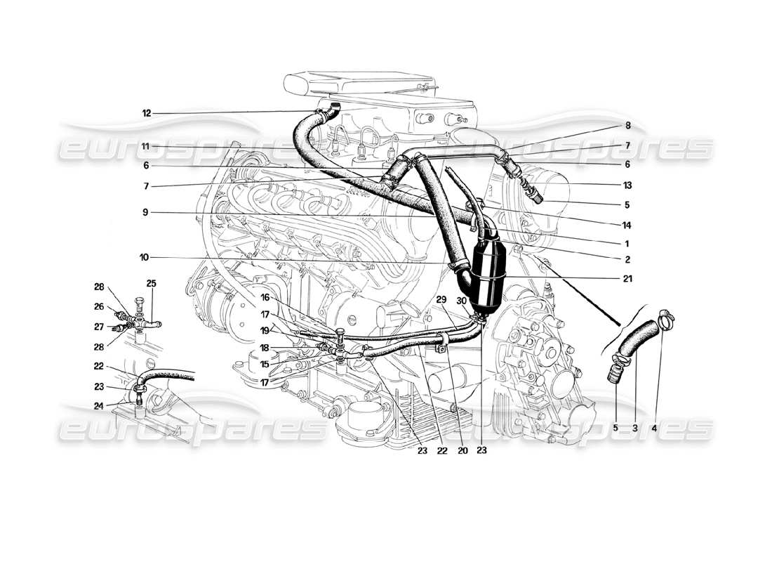 ferrari mondial 3.2 qv (1987) blow - by system part diagram